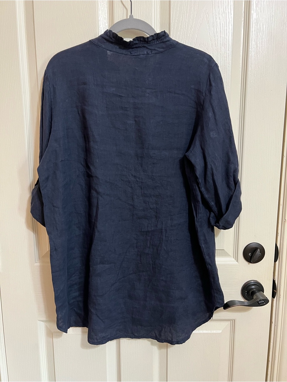 Marshalls Navy Blue Lightweight Linen Tunic Top - Picture 7 of 10